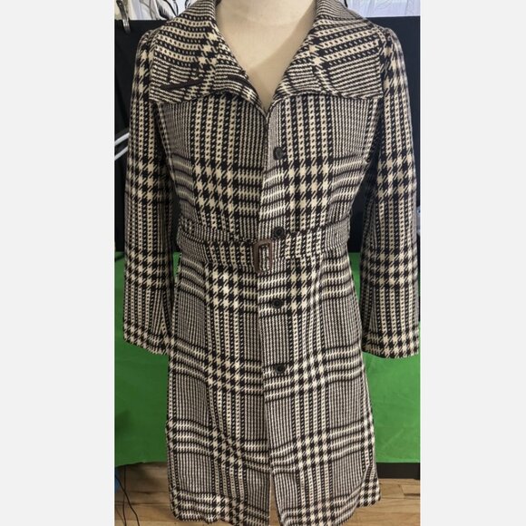 Vintage Y2K Burberry London Glen Plaid Wool Coat Size US 10 Excellent Condition - Picture 1 of 14